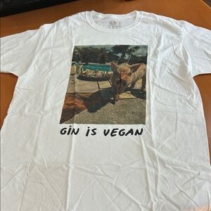 Fruit of the Loom White Graphic 'Gin Is Vegan' Tee